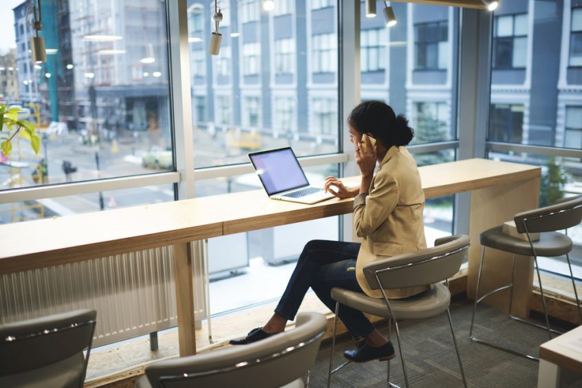 woman working online